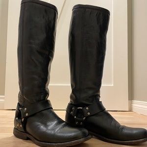 Frye Phillip Harness Boots tall, Black, US 6